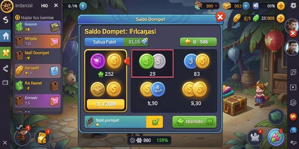 Tampilan awal LUCKYMINO yang menarik dengan pilihan menu yang jelas.
