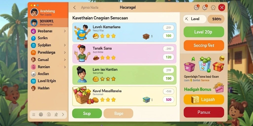 Tampilan karakter-k karakter yang unik dan beragam.